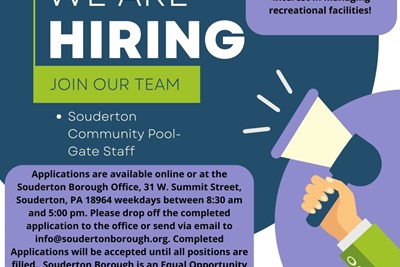 Now Hiring- Gate Staff for the Souderton Community Pool